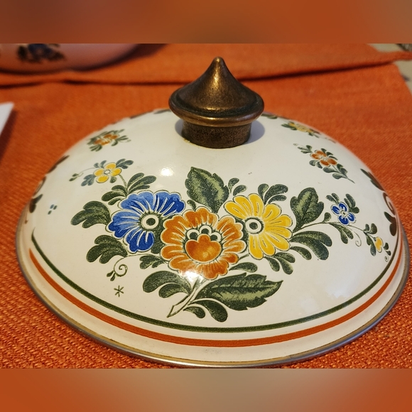 Vintage Germany ASTA 1851 Floral Metal Enamel Lid HANDLES BENIFITS CHARITY - Picture 5 of 9